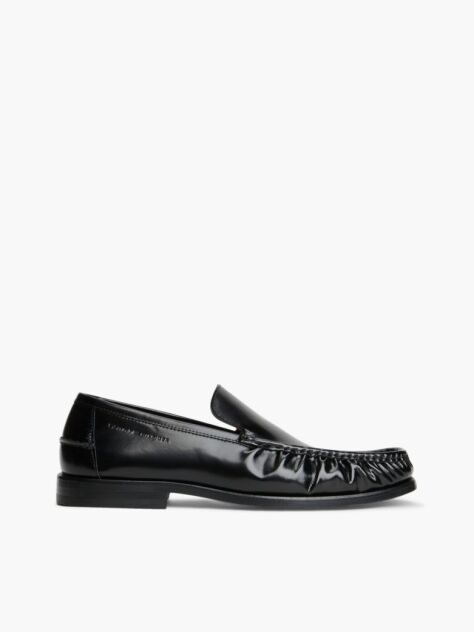 Black New York Label Leather Loafers  Men