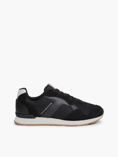 Grey Logo Mixed Texture Sneakers  Men