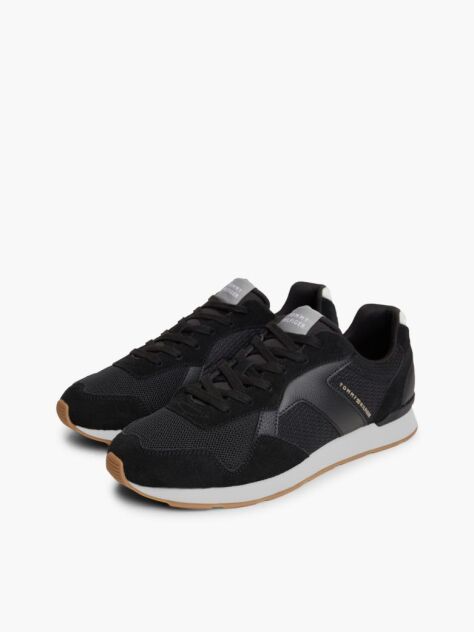 Grey Logo Mixed Texture Sneakers  Men