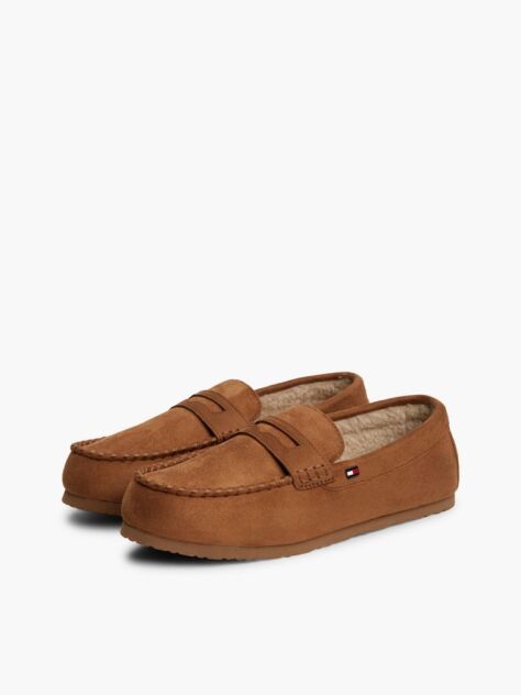 Brown Flag Embroidery Driver Slippers  Men
