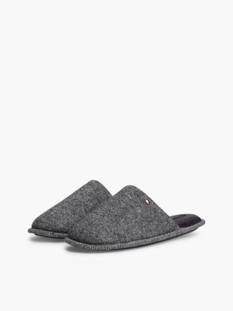 Grey Enamel Flag Herringbone Slippers  Men