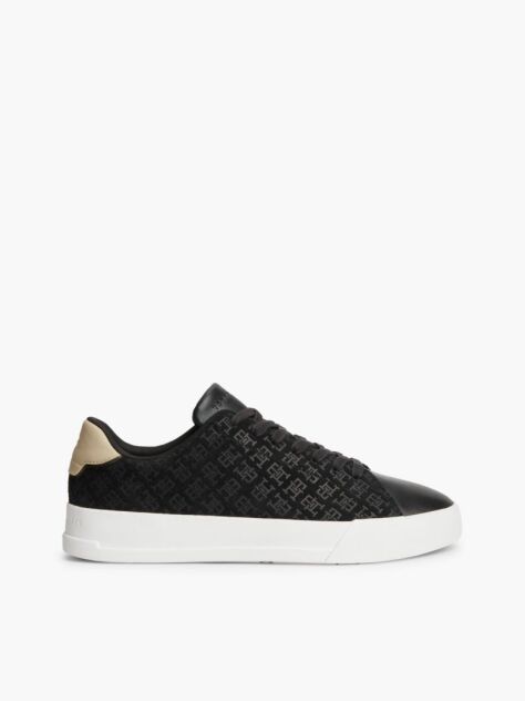 Black TH Monogram Suede Court Sneakers  Men