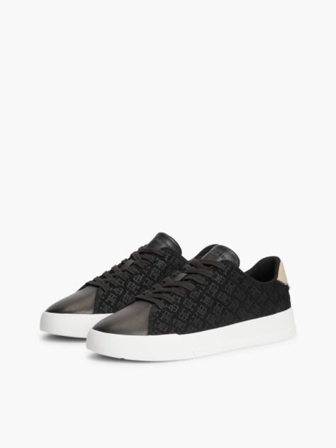 Black TH Monogram Suede Court Sneakers  Men