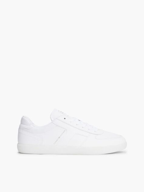 White Leather Metallic Logo Sneakers  Men