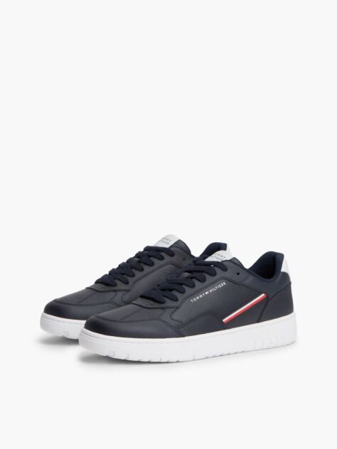 Blue Global Stripe Basketball Sneakers With Leather  Men