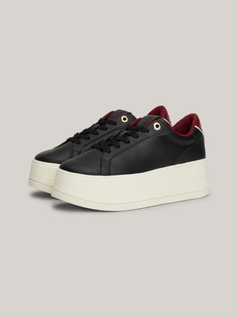 Μαύρο TH Monogram Δερμάτινα Sneakers Σε Στιλ Πλατφόρμα  Γυναίκες