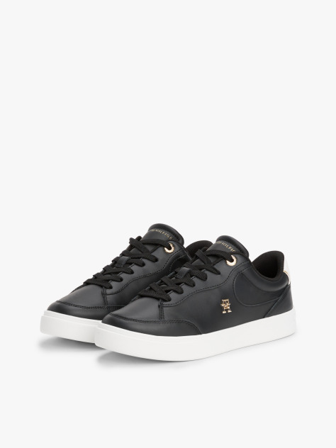 Μαύρο TH Monogram Δερμάτινα Sneakers  Γυναίκες