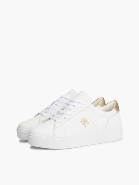 Άσπρο Δερμάτινα Sneakers Σε Στιλ Πλατφόρμας  Γυναίκες