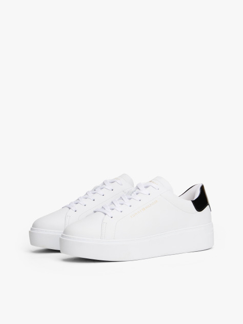 Άσπρο Δερμάτινα Sneakers Με Πλατφόρμα  Γυναίκες
