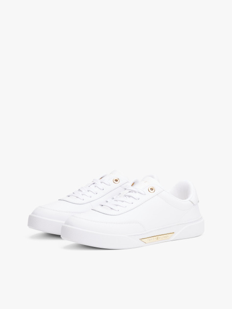 Άσπρο Δερμάτινα Sneakers Με Χρυσές Λεπτομέρειες  Γυναίκες