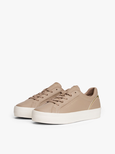 Μπεζ Δερμάτινα Sneakers Με Chunky Σόλα  Γυναίκες