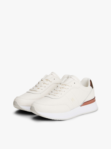 Άσπρο Δερμάτινα Sneakers Με Χρυσές Λεπτομέρειες  Γυναίκες