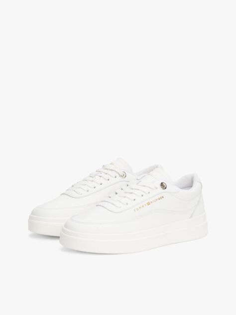 Άσπρο Δερμάτινα Sneakers Σε Στιλ Πλατφόρμας  Γυναίκες