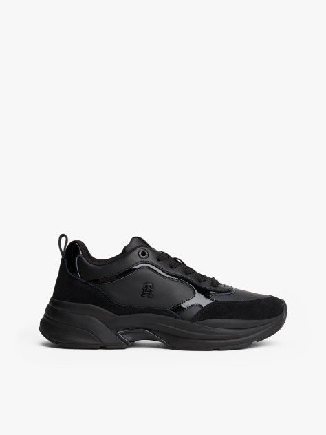 Μαύρο Δερμάτινα Chunky Sneakers  Γυναίκες