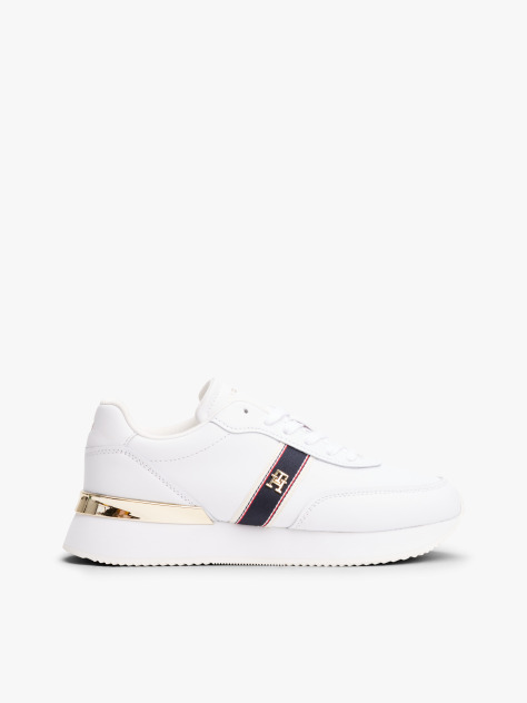 Άσπρο TH Monogram Δερμάτινα Sneakers  Γυναίκες