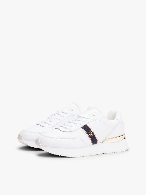 Άσπρο TH Monogram Δερμάτινα Sneakers  Γυναίκες