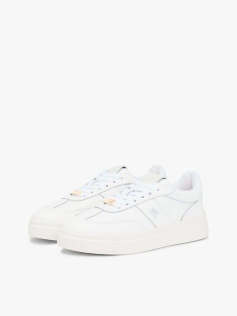 Άσπρο TH Monogram Δερμάτινα Sneakers Με Ανάγλυφο Λογότυπο  Γυναίκες