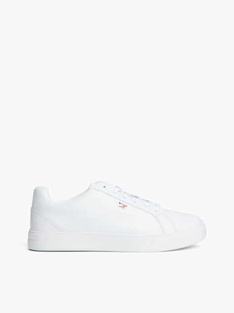 Άσπρο Δερμάτινα Sneakers Court Με Σημαία  Γυναίκες