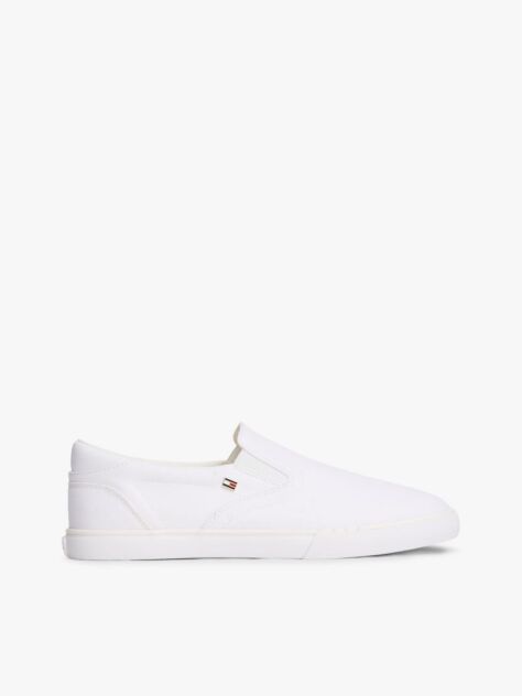 Άσπρο Slip-On Sneakers Από Καμβά  Γυναίκες
