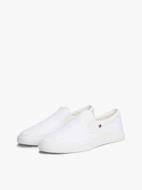 Άσπρο Slip-On Sneakers Από Καμβά  Γυναίκες