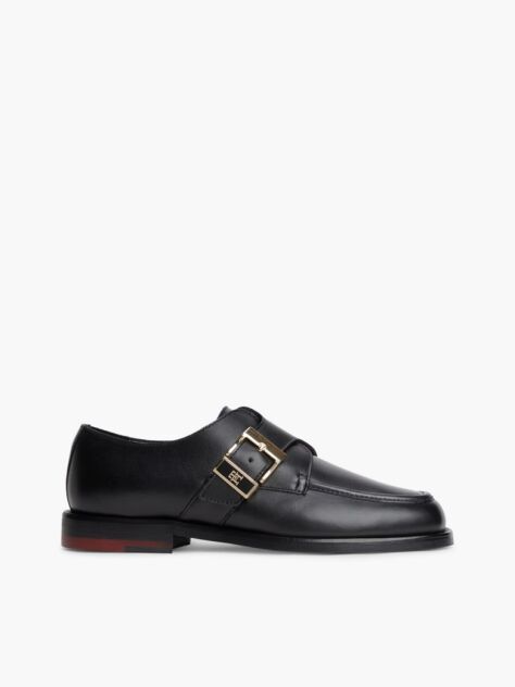 Μαύρο Δερμάτινα Loafers Με Αγκράφα Και Moc Μύτη  Γυναίκες