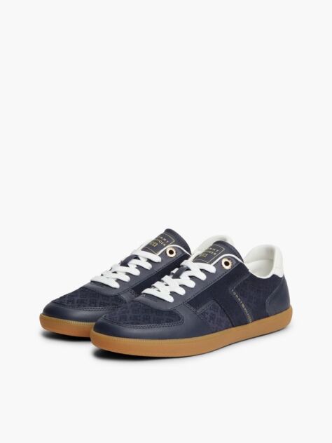 Μπλε Δερμάτινα Sneakers Με Ανάγλυφο Σχέδιο TH Monogram   Γυναίκες