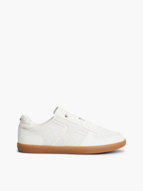 Μπεζ Δερμάτινα Sneakers Με Ανάγλυφο Σχέδιο TH Monogram   Γυναίκες