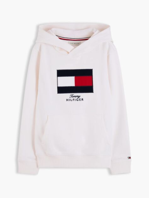 White Logo Interlock Knit Hoody  Boys