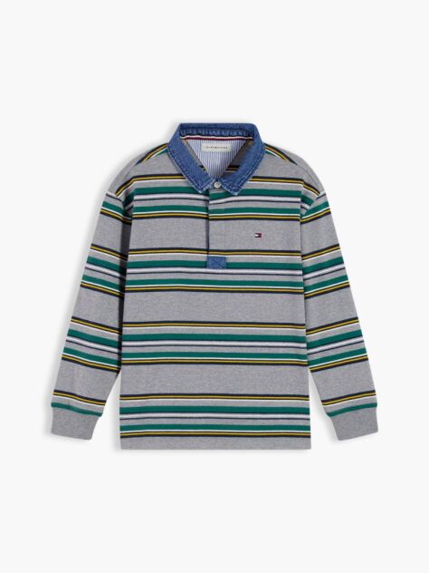 Multi Denim Collar Rugby Polo Shirt  Boys