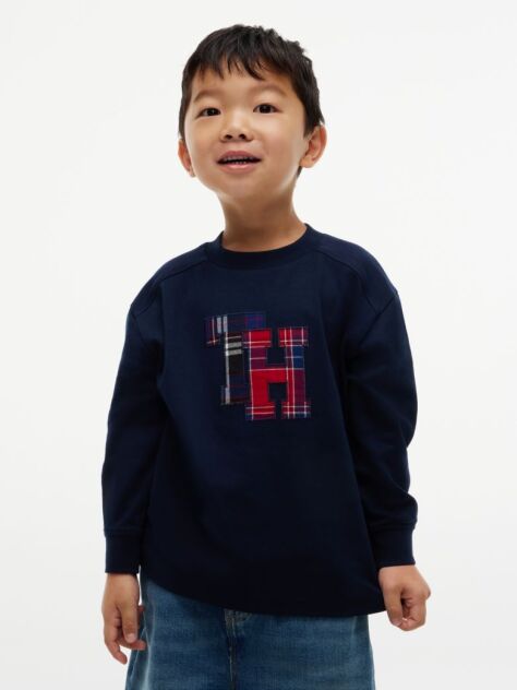 Blue Tommy Tartan Interlock Long Sleeve T-Shirt  Boys
