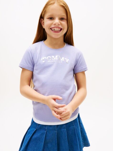 Μωβ Slim T-Shirt Με Κλασική Λαιμόκοψη  Κορίτσια