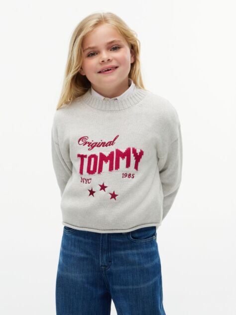 Grey Star Embroidery Relaxed Balloon Sleeve Jumper  Girls