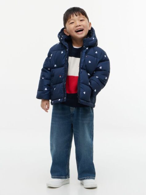 Blue Colour-Blocked Ripstop Hooded Puffer Jacket  Kids Unisex