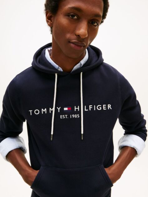 Μπλε Fleece Hoody Με Λογότυπο  Άνδρες