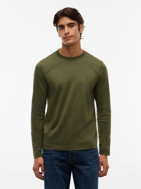 Green Slim Interlock Long Sleeve T-Shirt  Men