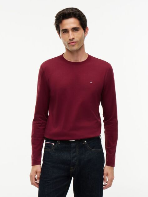 Red Slim Interlock Long Sleeve T-Shirt  Men