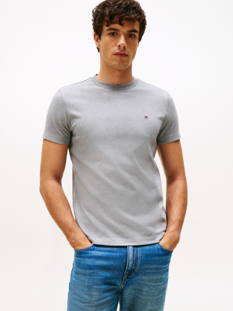 Γκρι Slim T-Shirt Με Κεντητό Σημαιάκι  Άνδρες