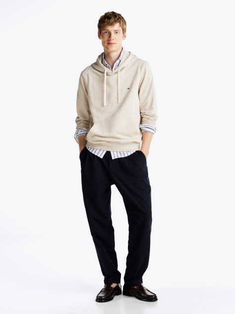 Μπεζ Hoody Από Βαμβακερό Terry Με Κεντητό Σημαιάκι  Άνδρες