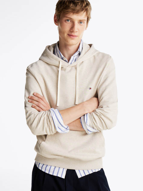 Μπεζ Hoody Από Βαμβακερό Terry Με Κεντητό Σημαιάκι  Άνδρες
