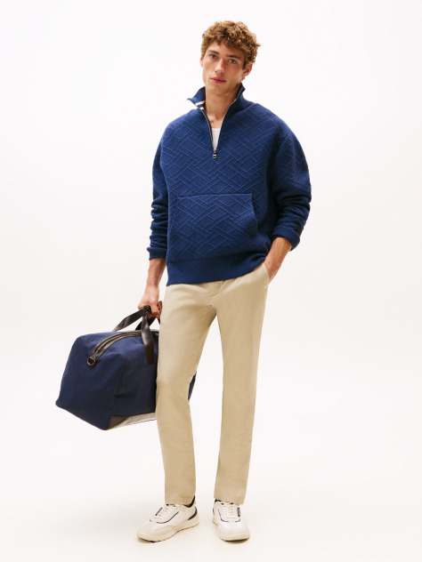 Khaki Bleecker Micro Print Slim Fit Chinos  Men