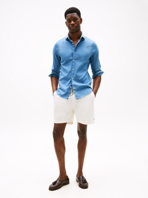 Blue Smart Casual Slim Fit Denim Shirt  Men