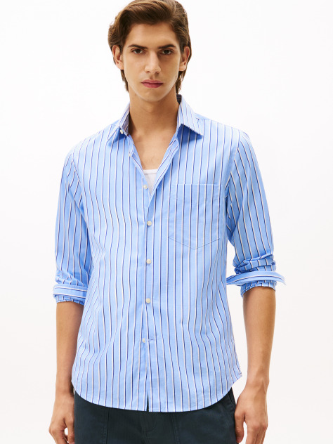 Multi Smart Casual Slim Ριγέ Πουκάμισο Από Ποπλίνα  Άνδρες
