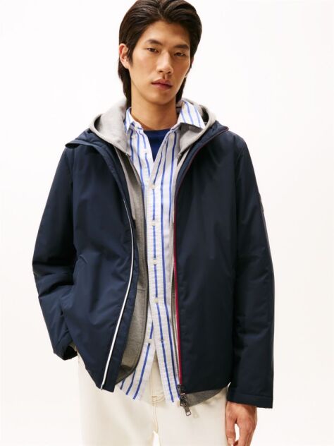 Blue Lightweight Hooded Windbreaker  Men