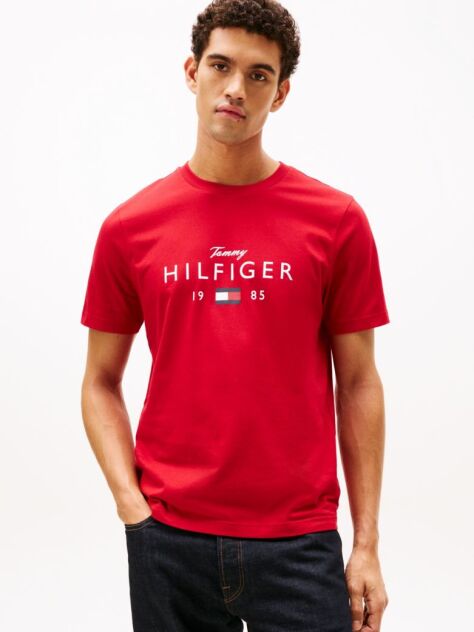 Κόκκινο T-Shirt Με Λογότυπο Και Στρογγυλή Λαιμόκοψη  Άνδρες