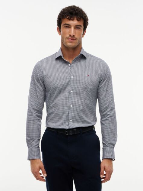 Multi Slim Fit Gingham Check Poplin Shirt  Men