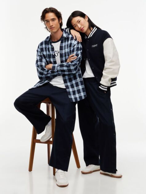Μπλε Tommy Hilfiger x FRGMT Άνετο Παντελόνι Chino Με Κουμπί Snap  Άνδρες