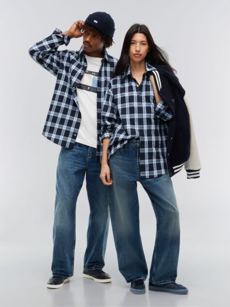 Μπλε Tommy Hilfiger x FRGMT Καρό Πουκάμισο Σε Κανονική Γραμμή  Άνδρες