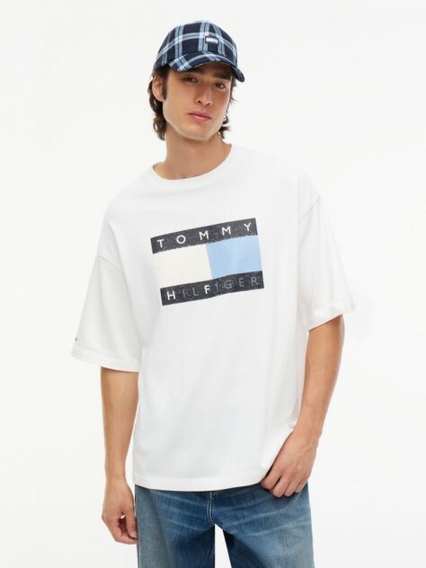 Μπεζ Tommy Hilfiger x FRGMT Άνετο Βαμβακερό T-Shirt  Άνδρες