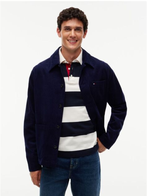 Blue Relaxed Fit Corduroy Chore Shirt Jacket  Men