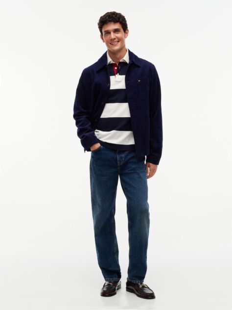Blue Relaxed Fit Corduroy Chore Shirt Jacket  Men
